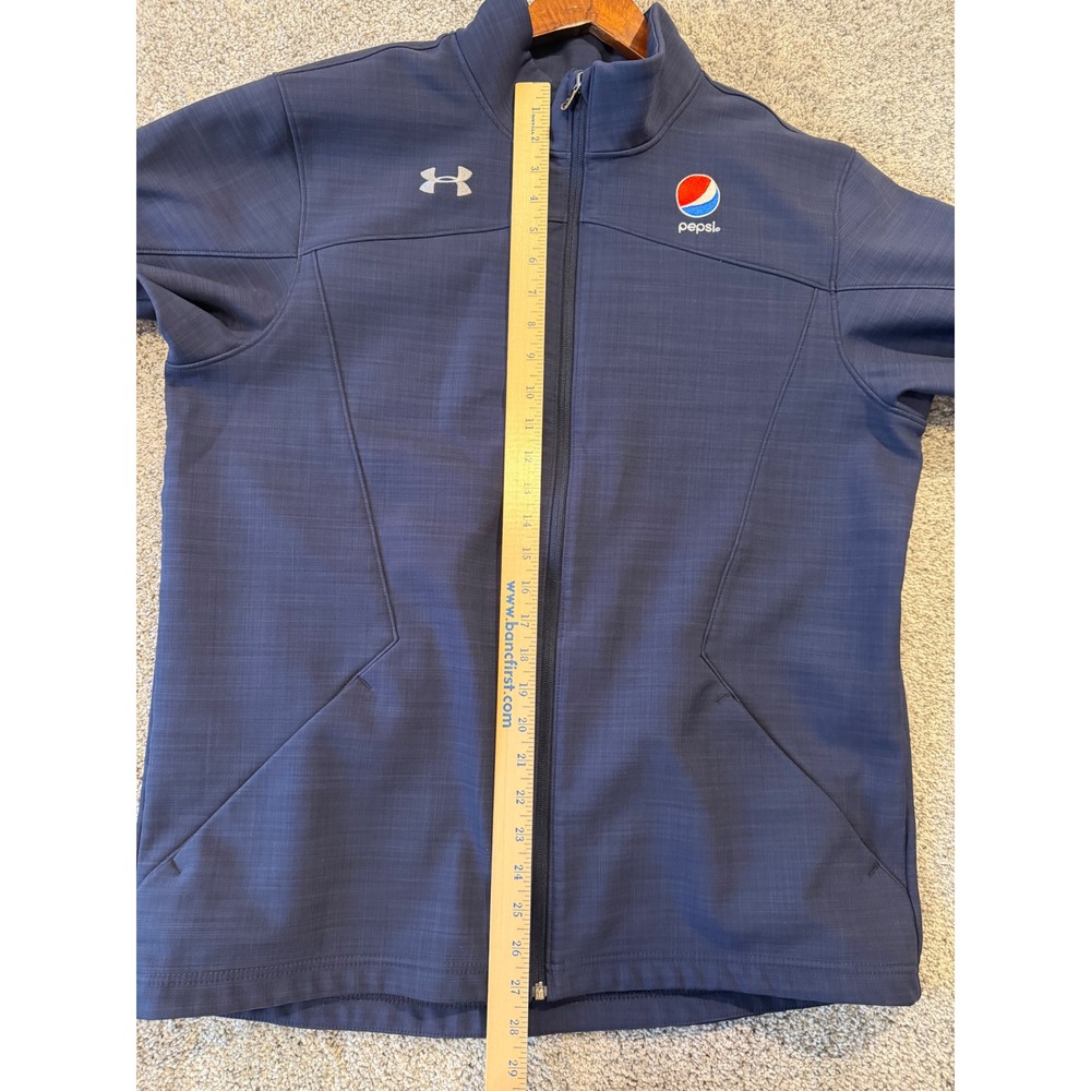 Under Armour Jacket Mens Large Blue Pepsi ColdGear Full Zip Softshell Mock Neck - Picture 8 of 12
